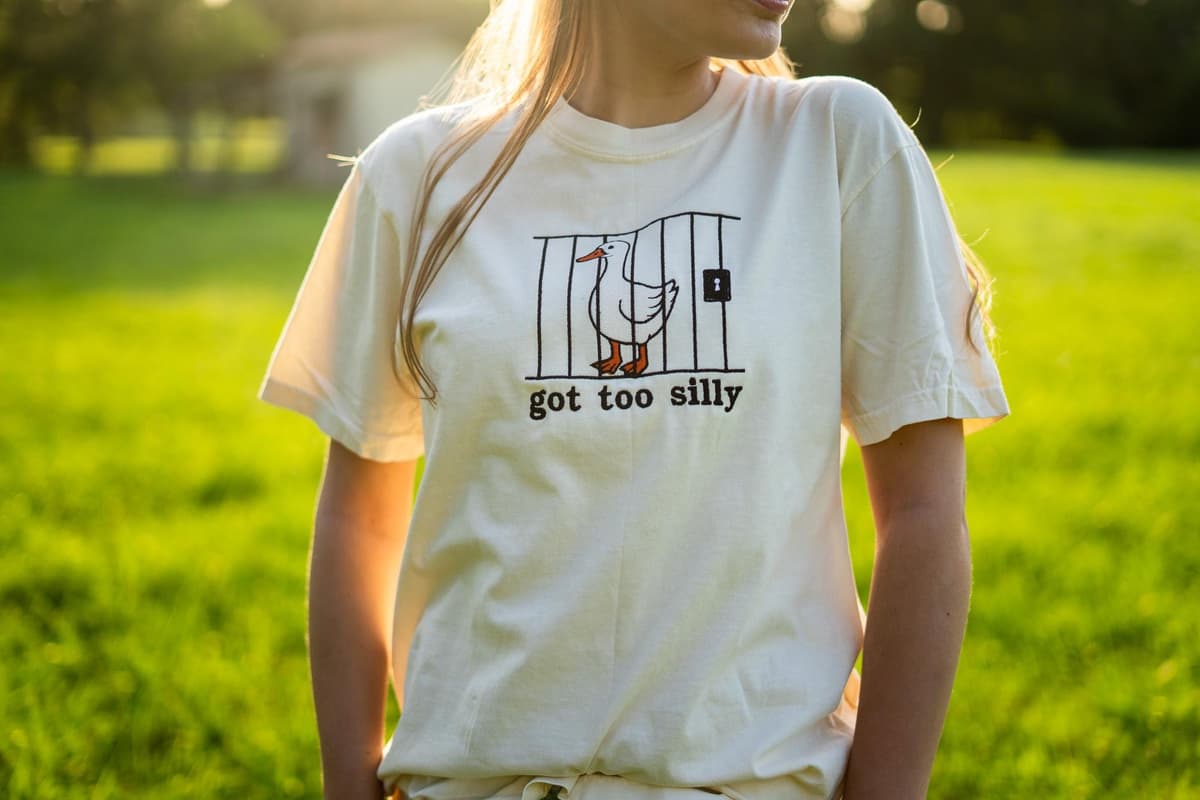 Embroidered Silly Goose Comfort Colors Tee: Retro Streetwear