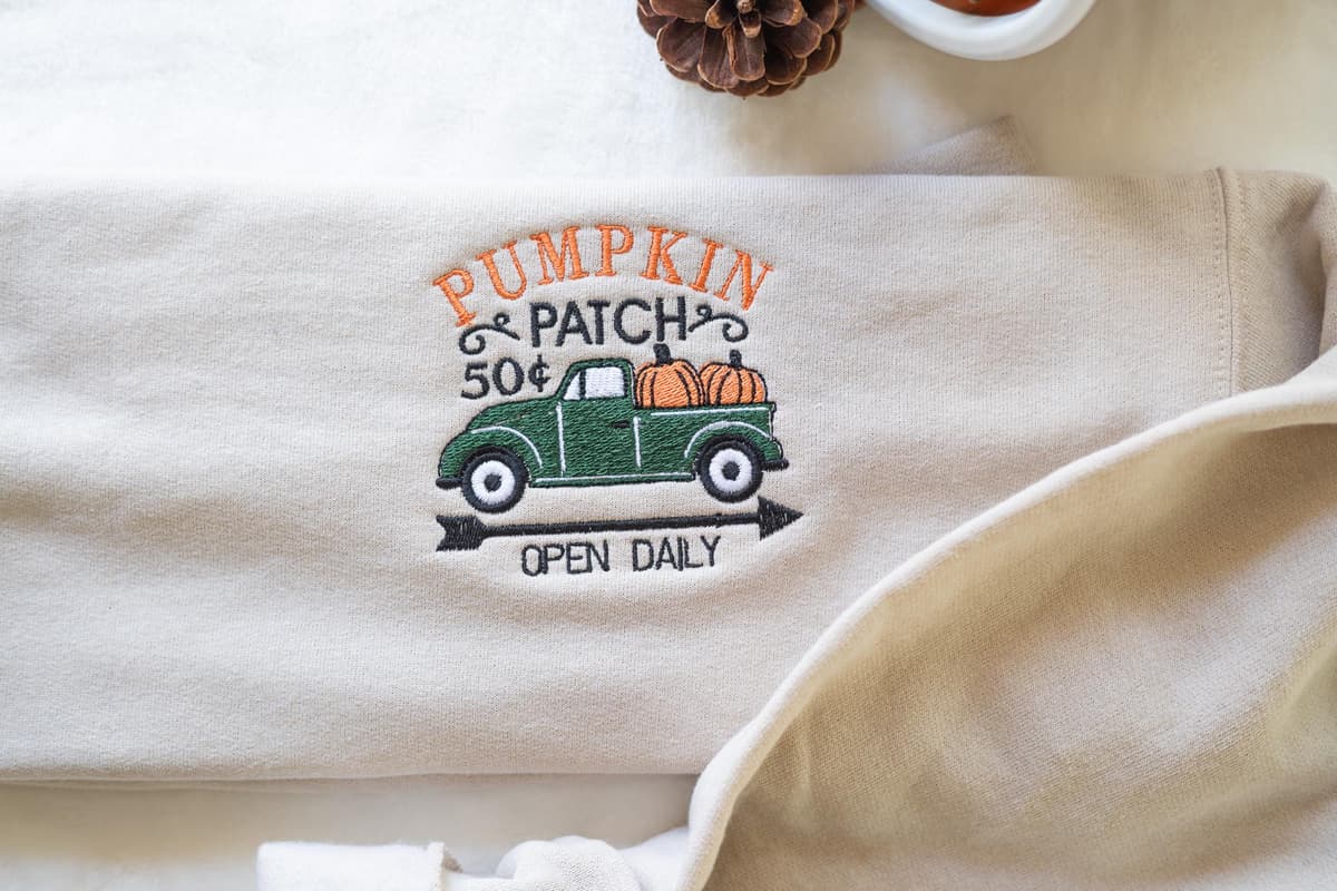 Pumpkin Patch Embroidered Oversized Fall Sweatshirt - Cozy Thanksgiving Shirt | fall style