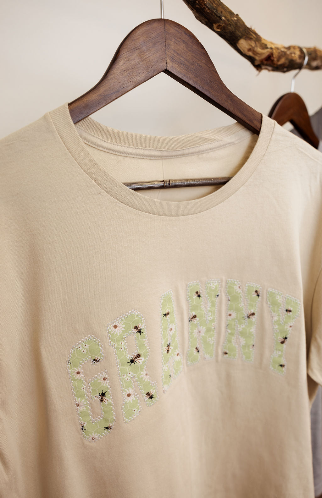 Green Bee Fabric Custom T-Shirt (Curved Letters)